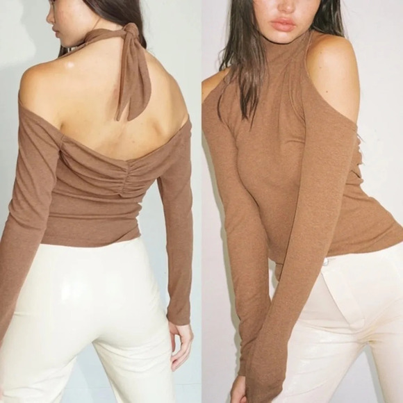 Revolve Top Womens 1x Nude LNA Easton Bracken Halter Grunge Casual Party Club - Picture 1 of 11